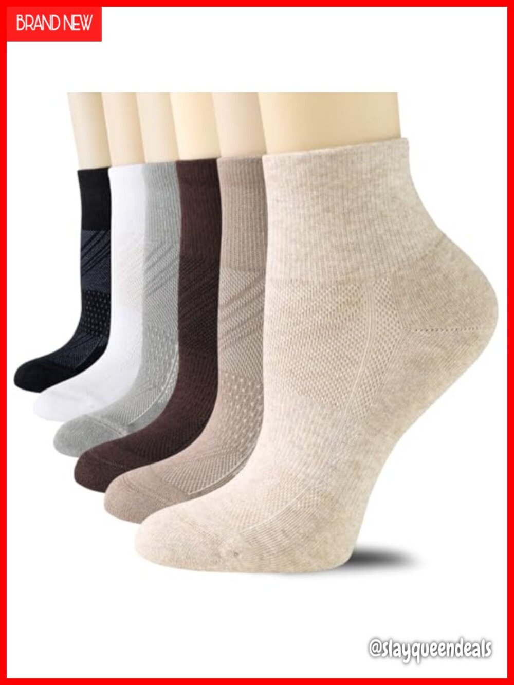 6 Pairs Women's Ankle Running Socks Combed Cotton Cushioned Athletic